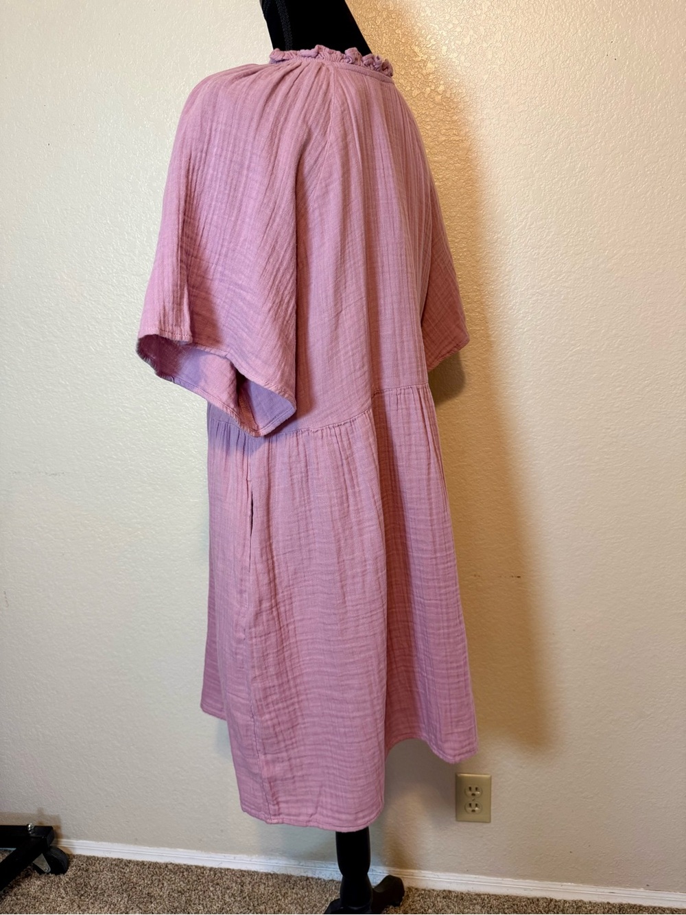 NWT Old Navy Split-Neck Crinkle Gauze Mini Swing Dress Lilac Size Large - Picture 7 of 14